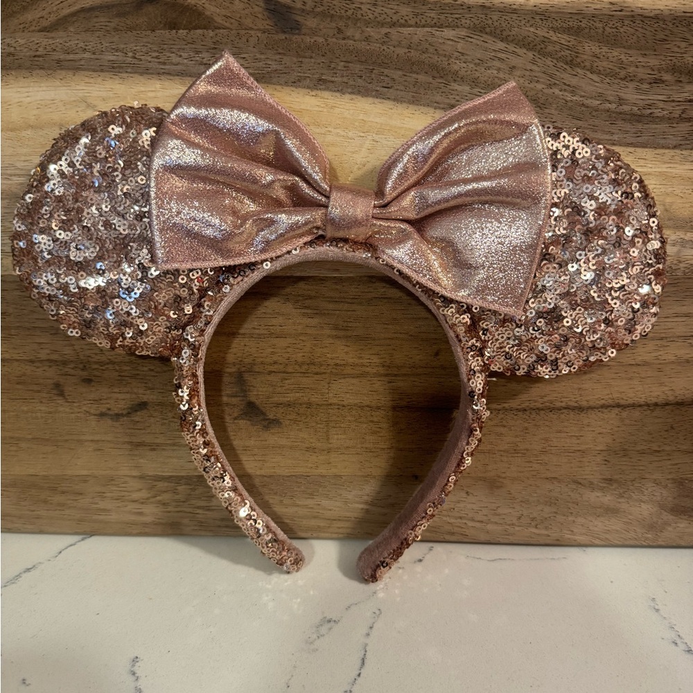 Disney Rose Gold Sparkling Sequin Mouse Ears Headband